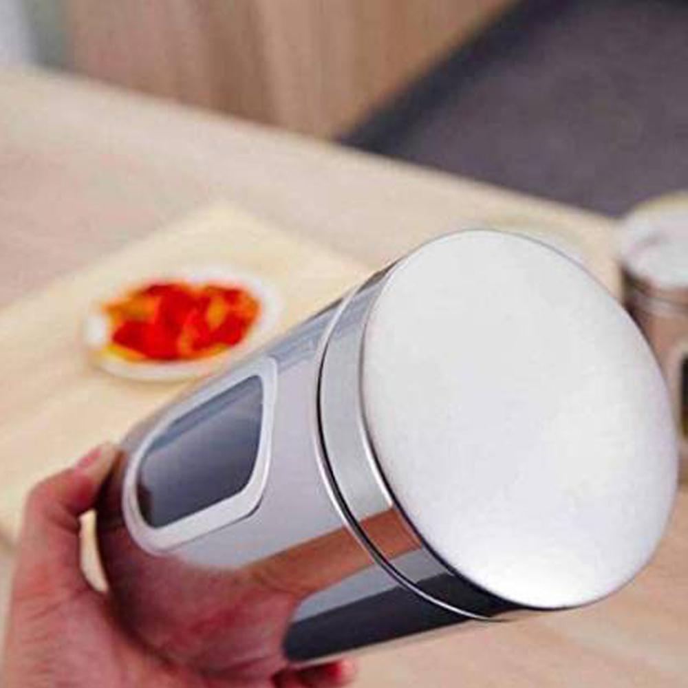 2359 Stainless Steel Jar With Visible Container Glass Window & Airtight Lid (Pack of 3) (325ml,500ml,740ml) - SkyShopy 2359 Stainless Steel Jar With Visible Container Glass Window & Airtight Lid (Pack of 3) (325ml,500ml,740ml) - SkyShopy